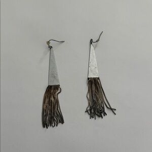 Anthropologie Silver and Brown Fringe Earrings